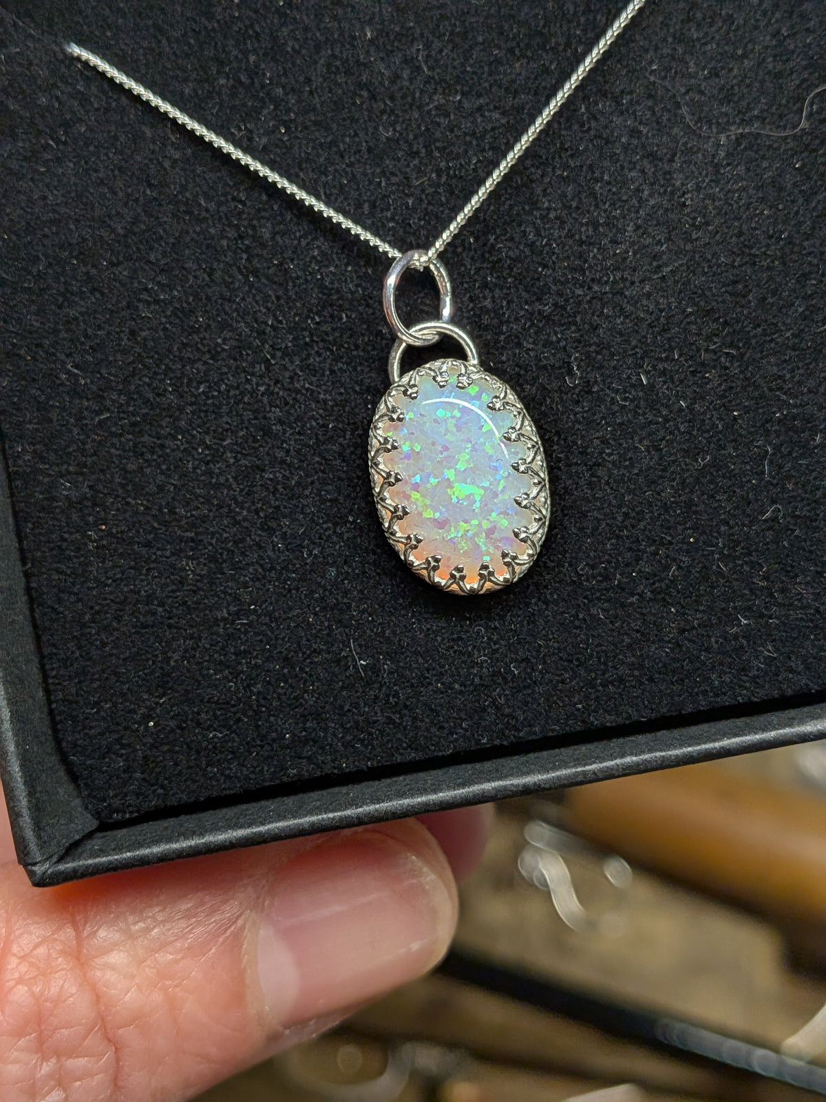 Oval Lab Created Opal Pendant