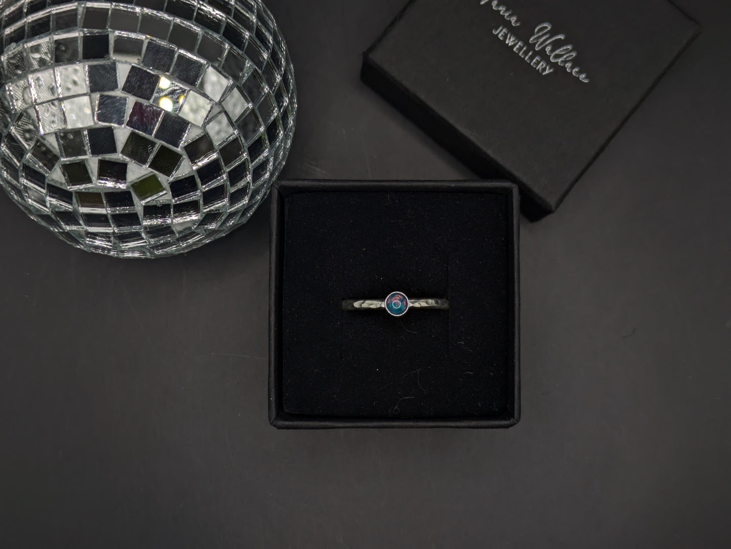 Sterling Silver Band With Aegean Blue Opal