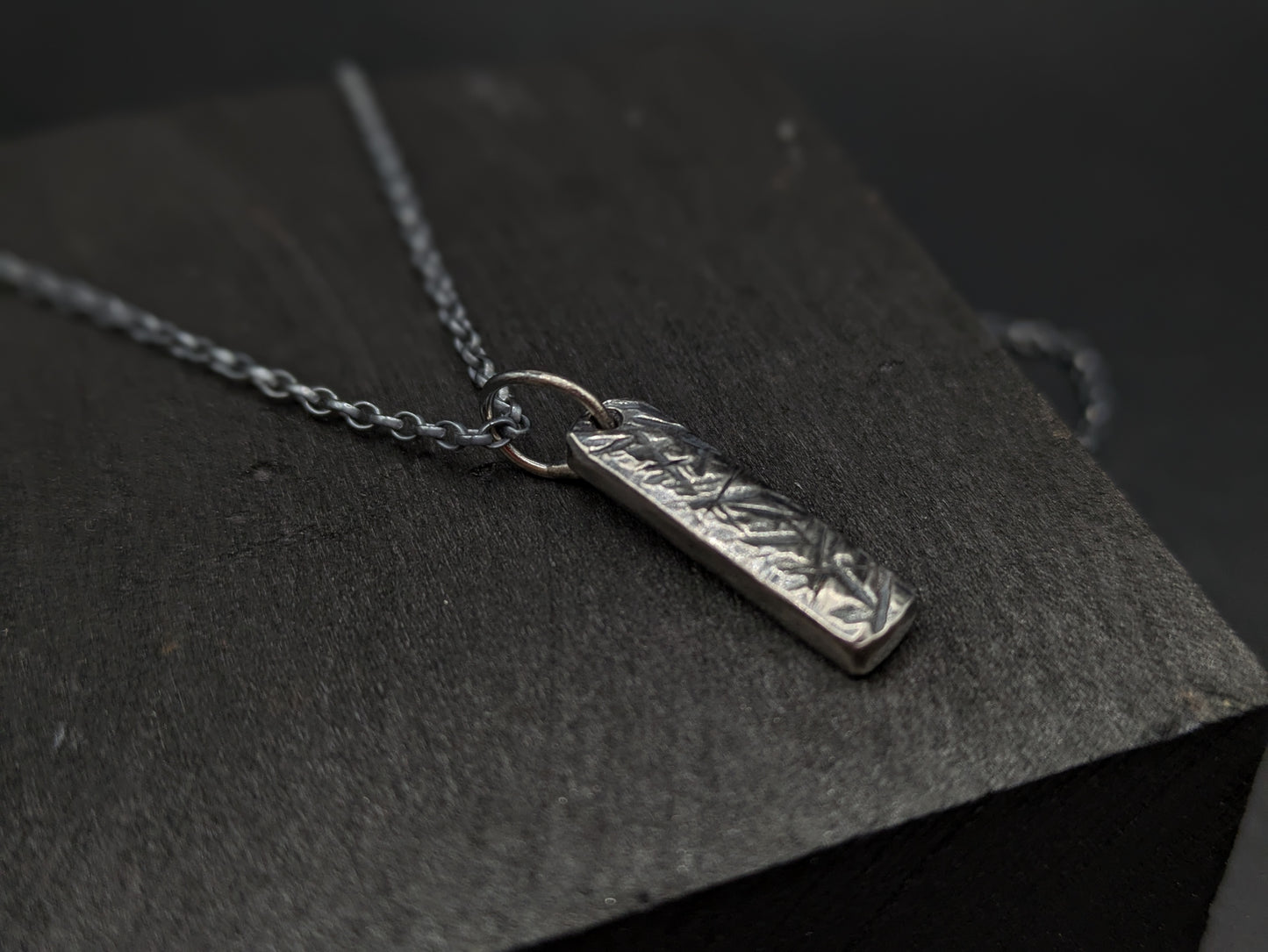 Chunky Textured Bar Pendant