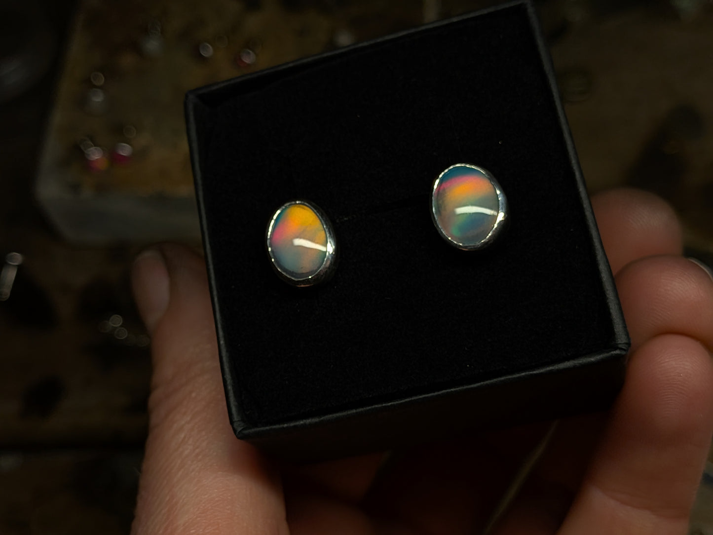 Green Aurora Opal Studs