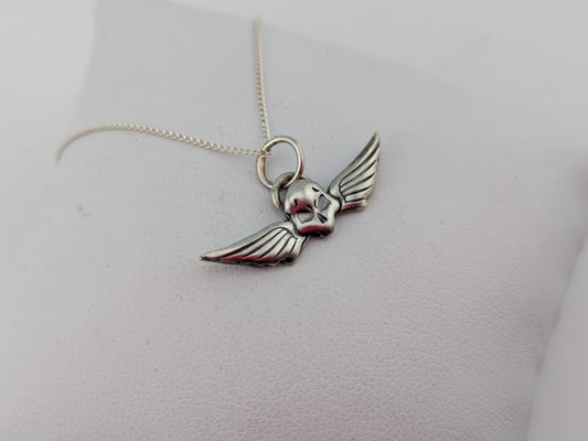 Sterling Silver Winged Skull Pendant