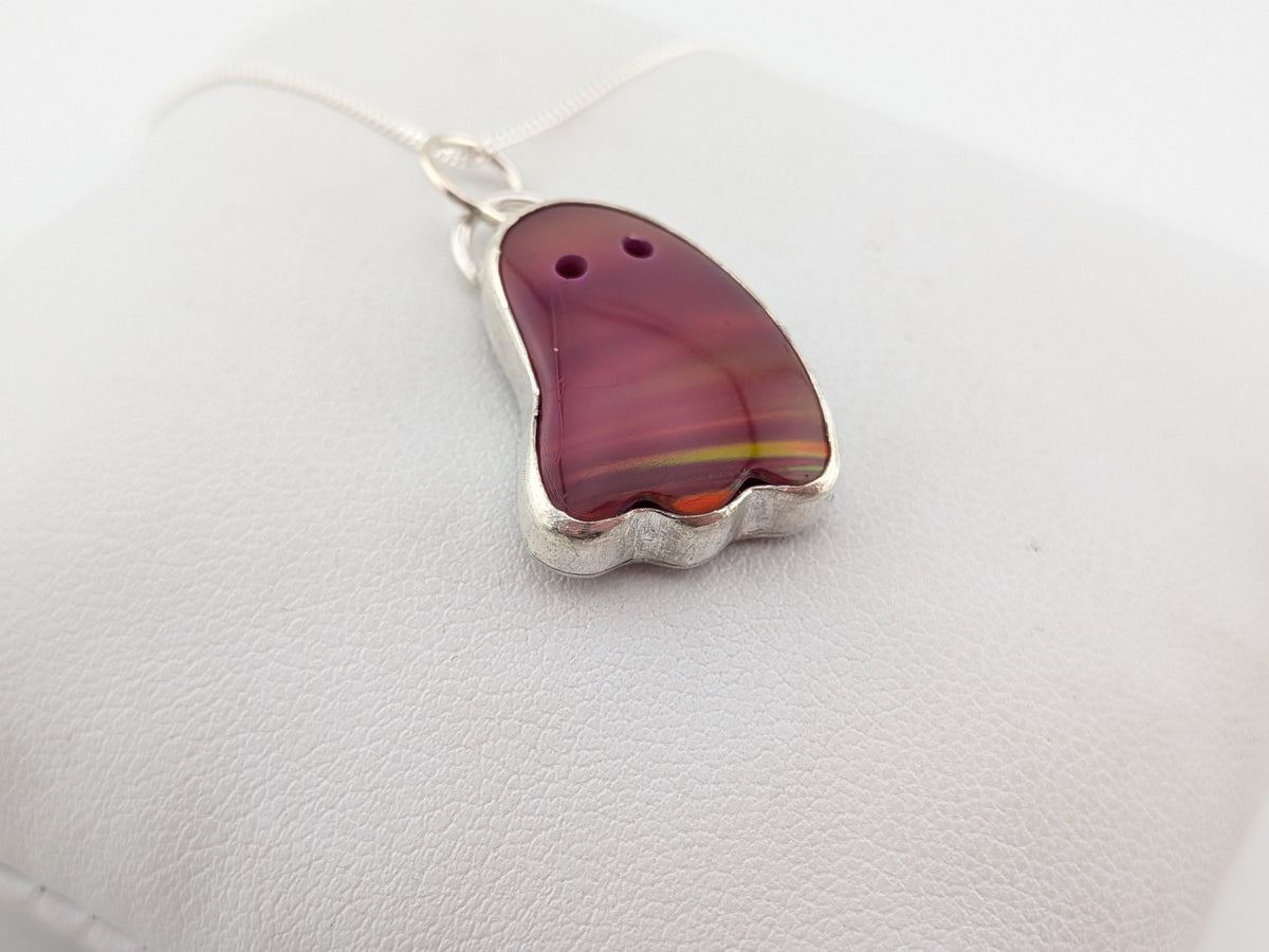 Iridescent Cherry Red Aurora Opal Ghost Pendant