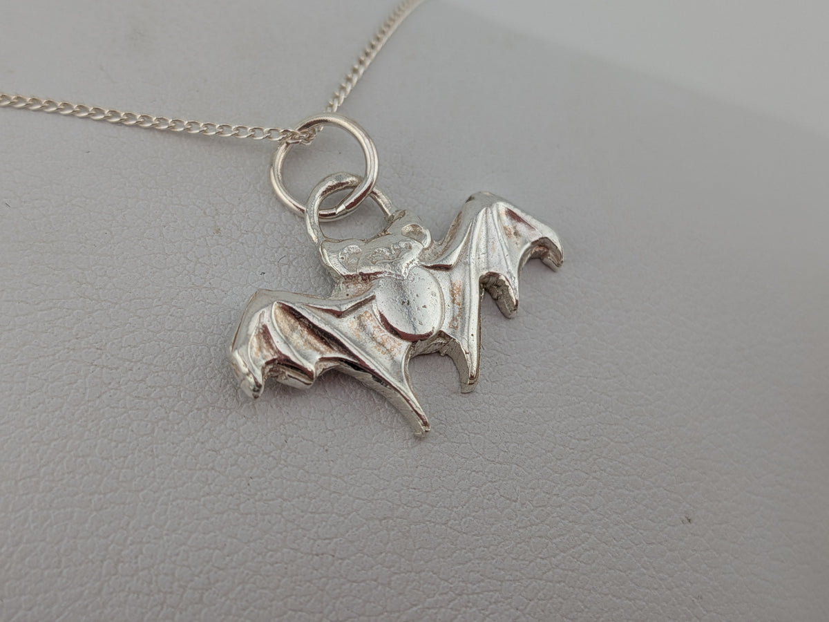 Sterling Silver Hand Pressed Bat Pendant