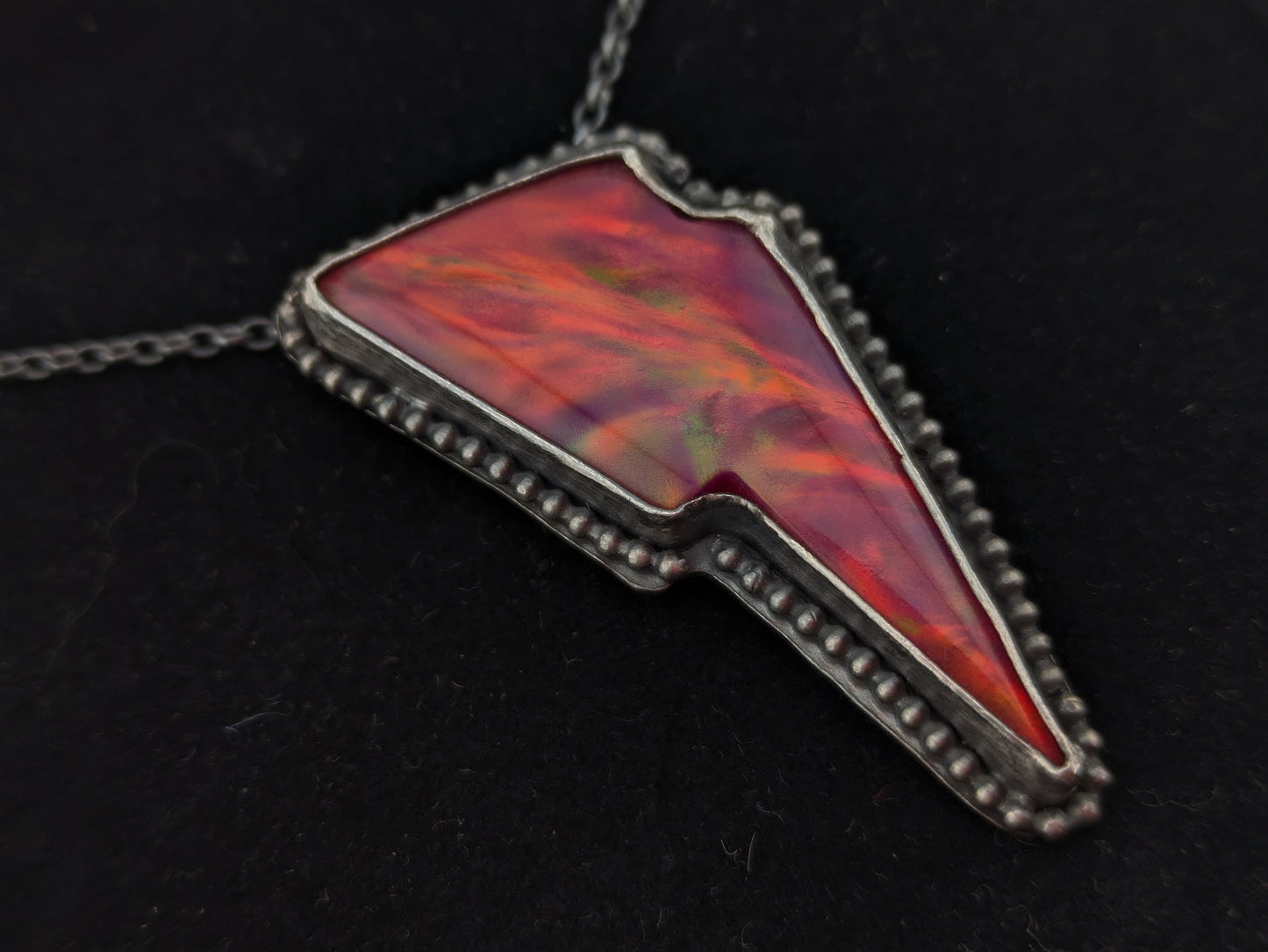 Red Aurora Opal Bolt Pendant