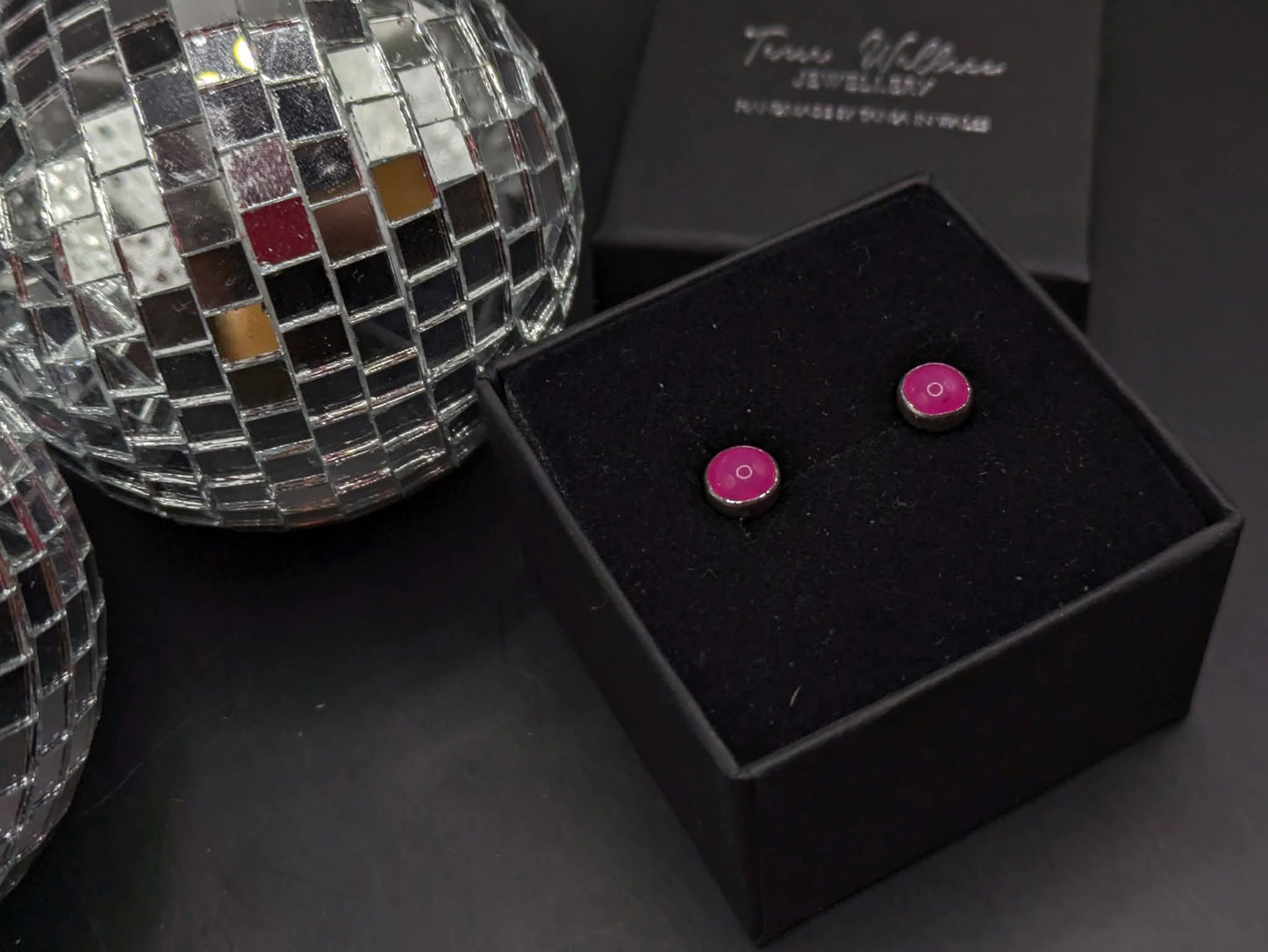 Hot Pink Jade Studs