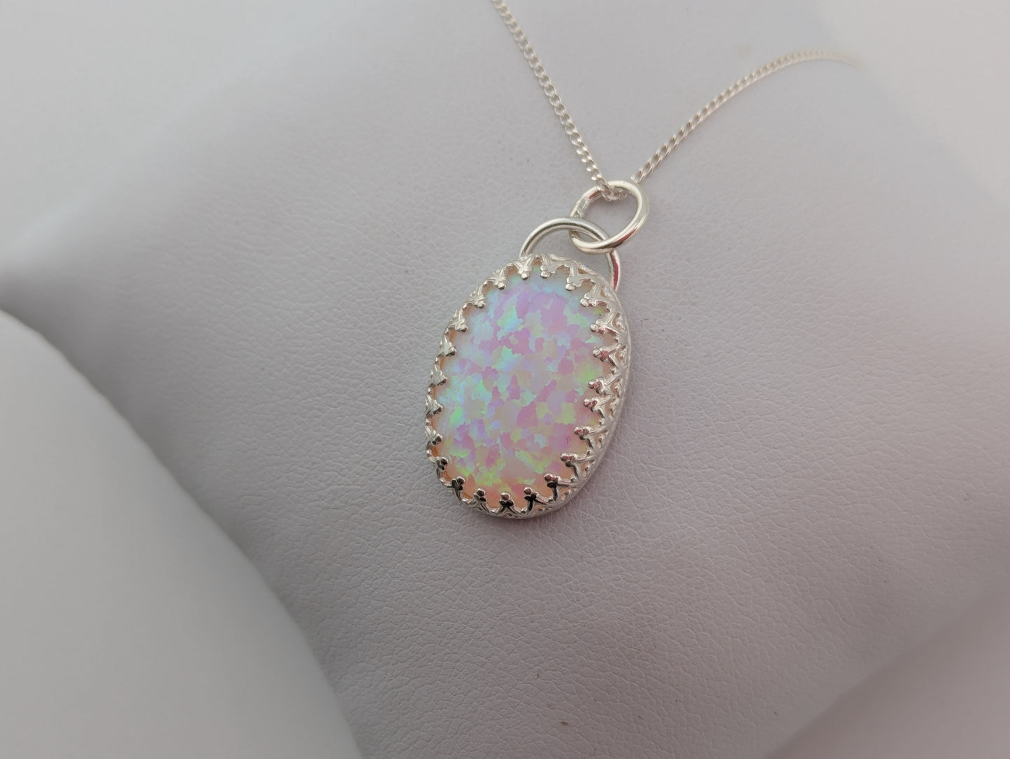 Oval Lab Created Opal Pendant