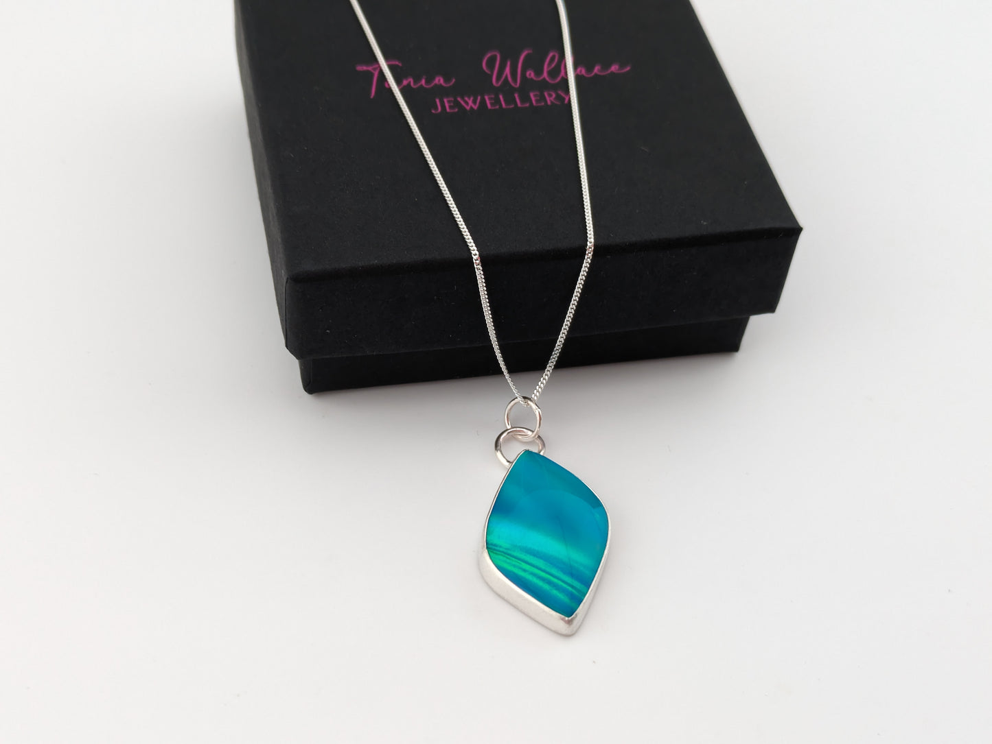 Blue Green Aurora Opal Pendant