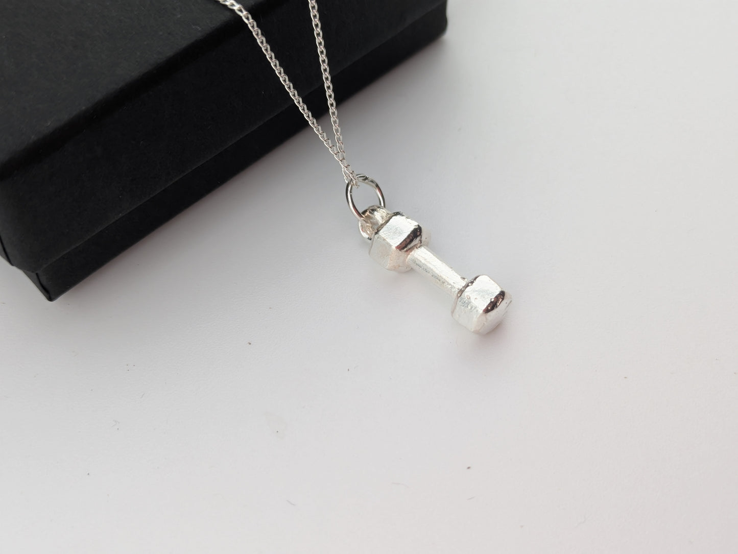 Sterling silver weightlifting necklace