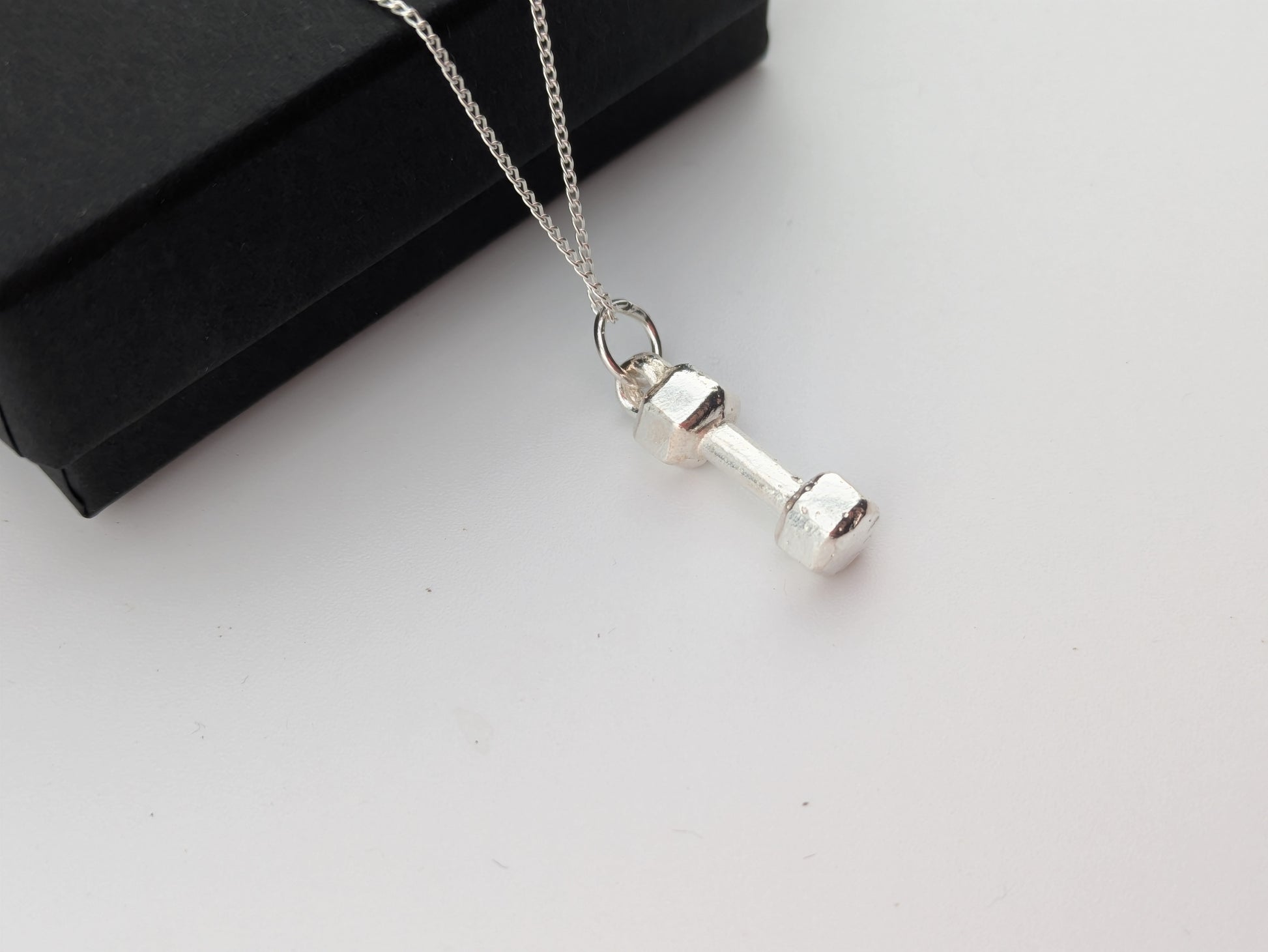 Sterling silver weightlifting necklace