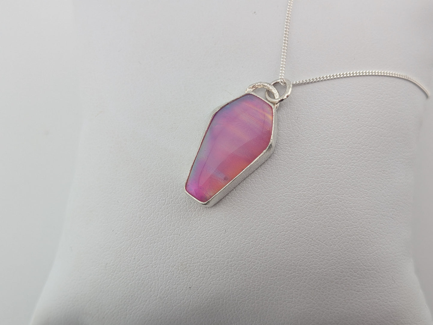 Pink Aurora Opal Coffin Pendant