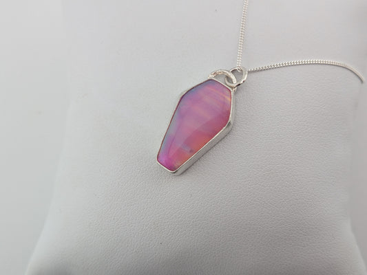 Pink Aurora Opal Coffin Pendant