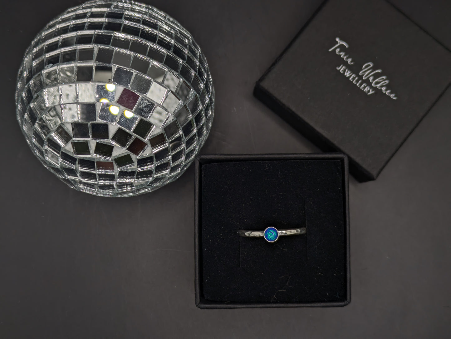 Sterling Silver Band With Ocean Blue Opal