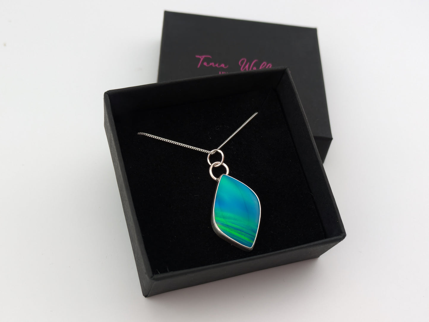 Blue Green Aurora Opal Pendant