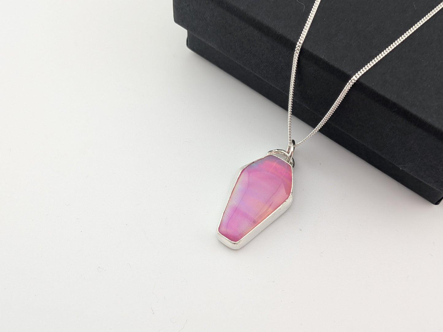 Pink Aurora Opal Coffin Pendant