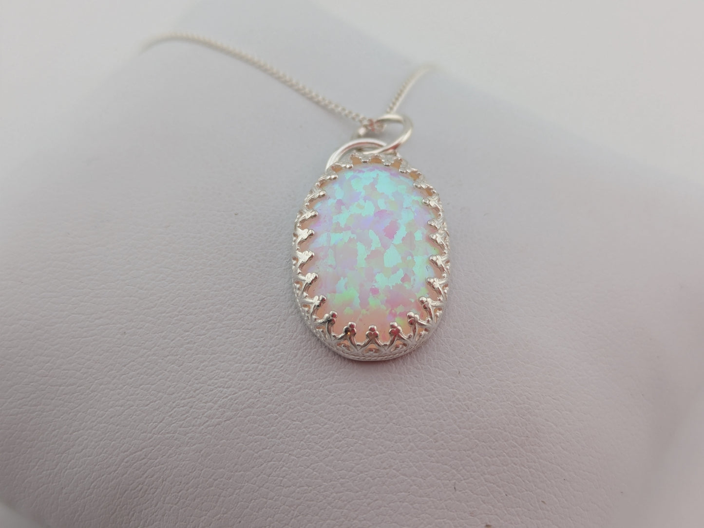Oval Lab Created Opal Pendant