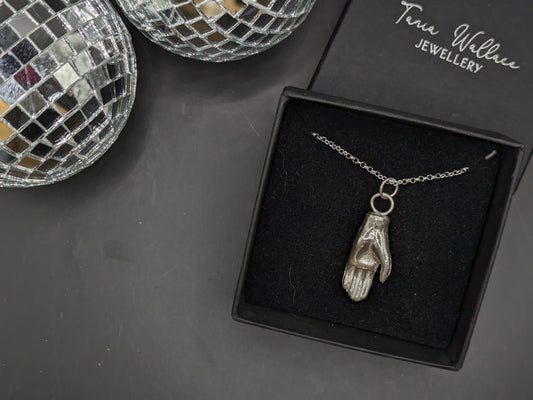 Solid Silver Dolls Hand Pendant