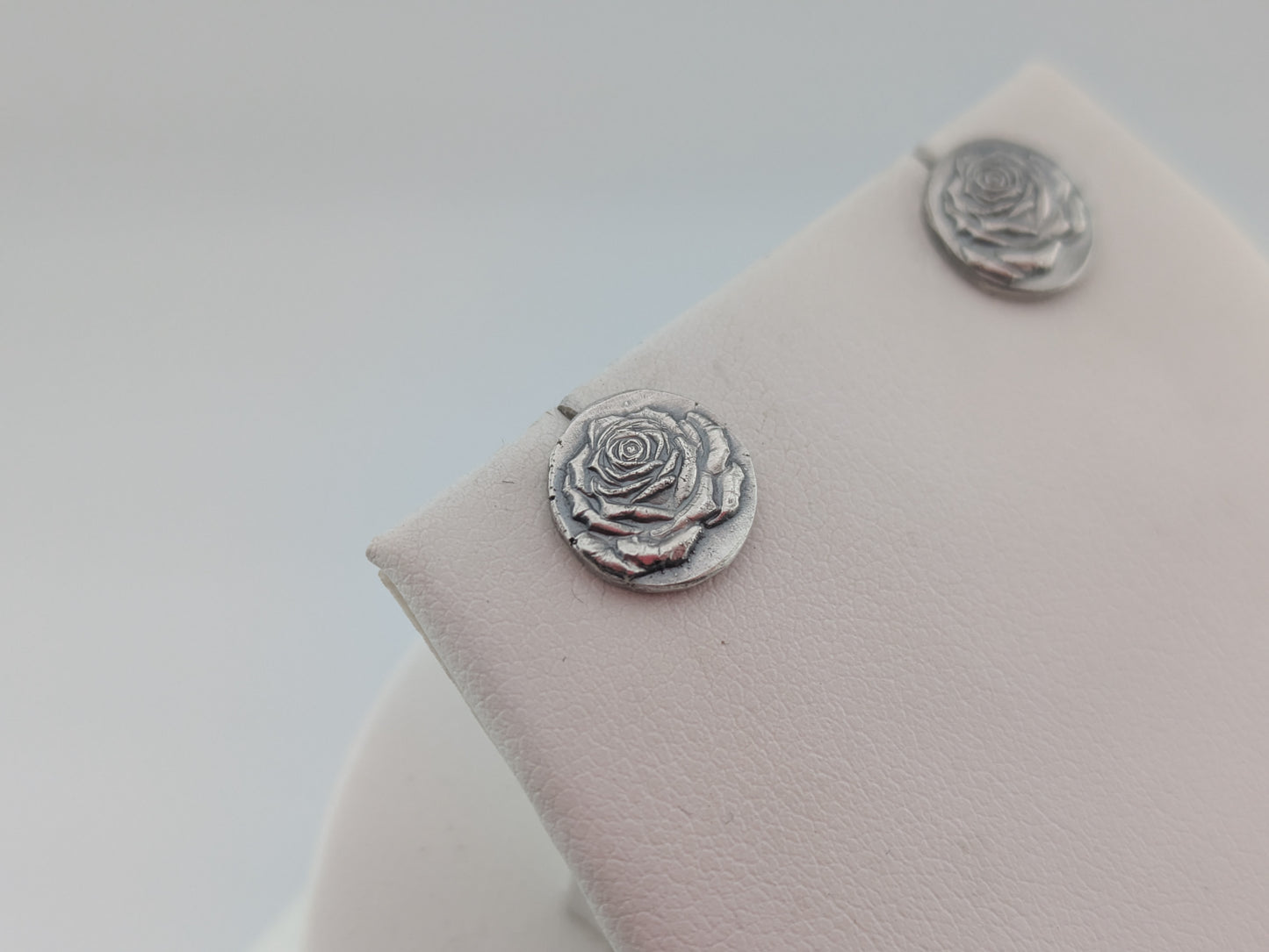 Solid Silver Rose Studs