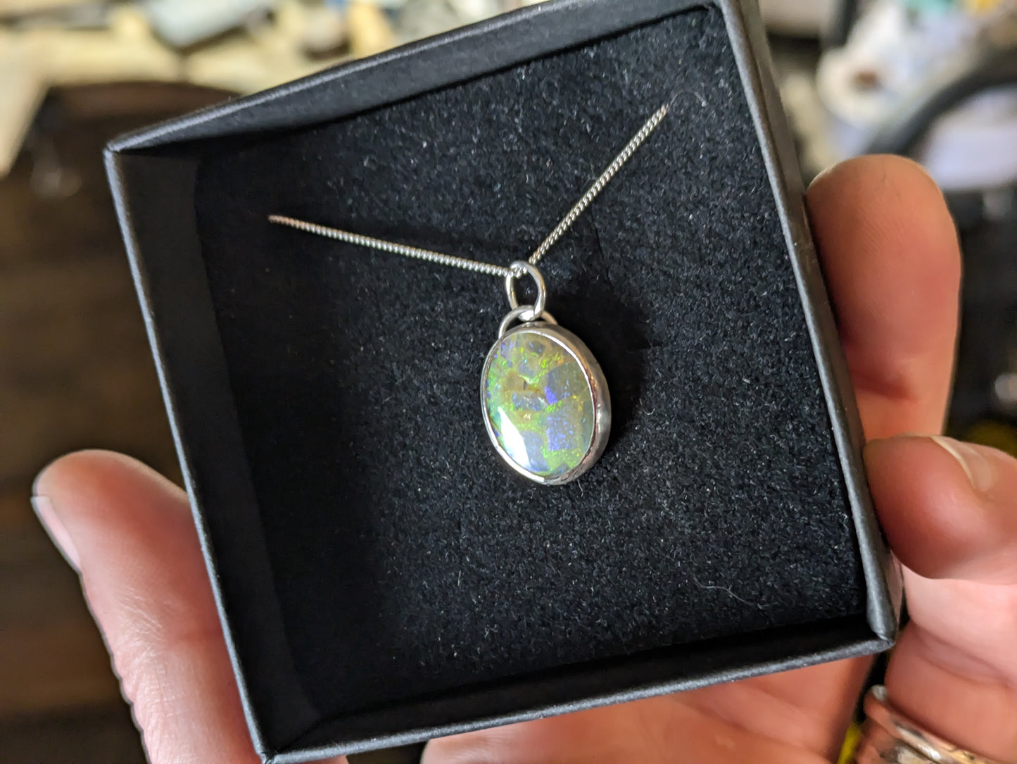 Sterling Opal Oval Pendant