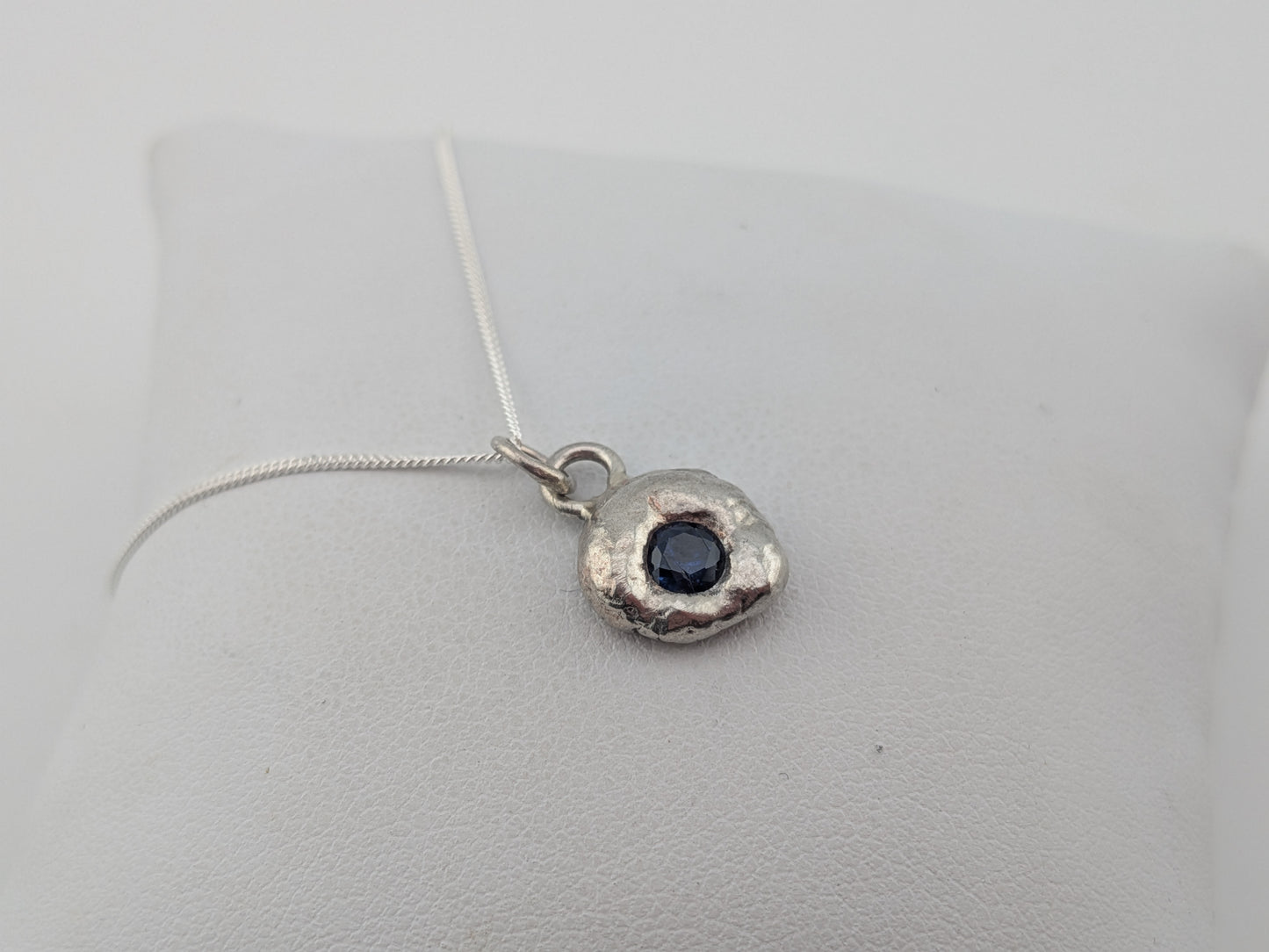 Nugget and Lab Sapphire Pendant