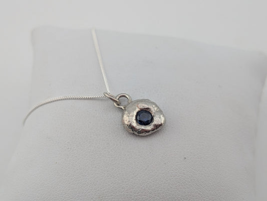 Nugget and Lab Sapphire Pendant
