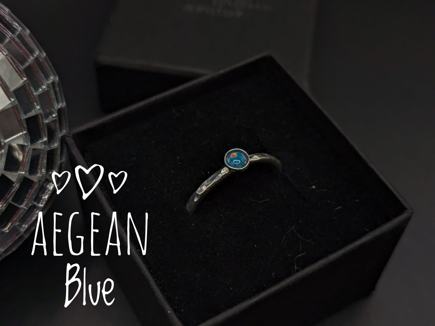 Sterling Silver Band With Aegean Blue Opal