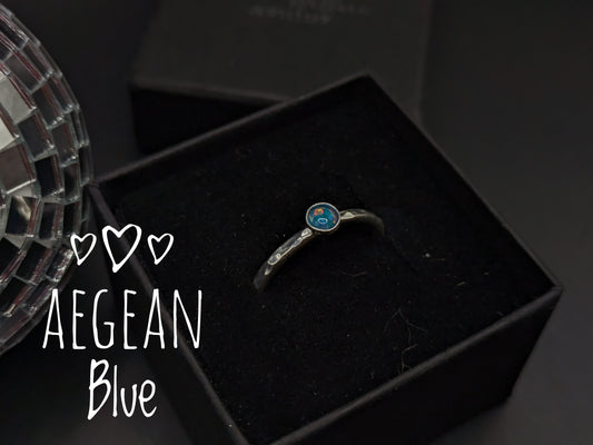 Sterling Silver Band With Aegean Blue Opal