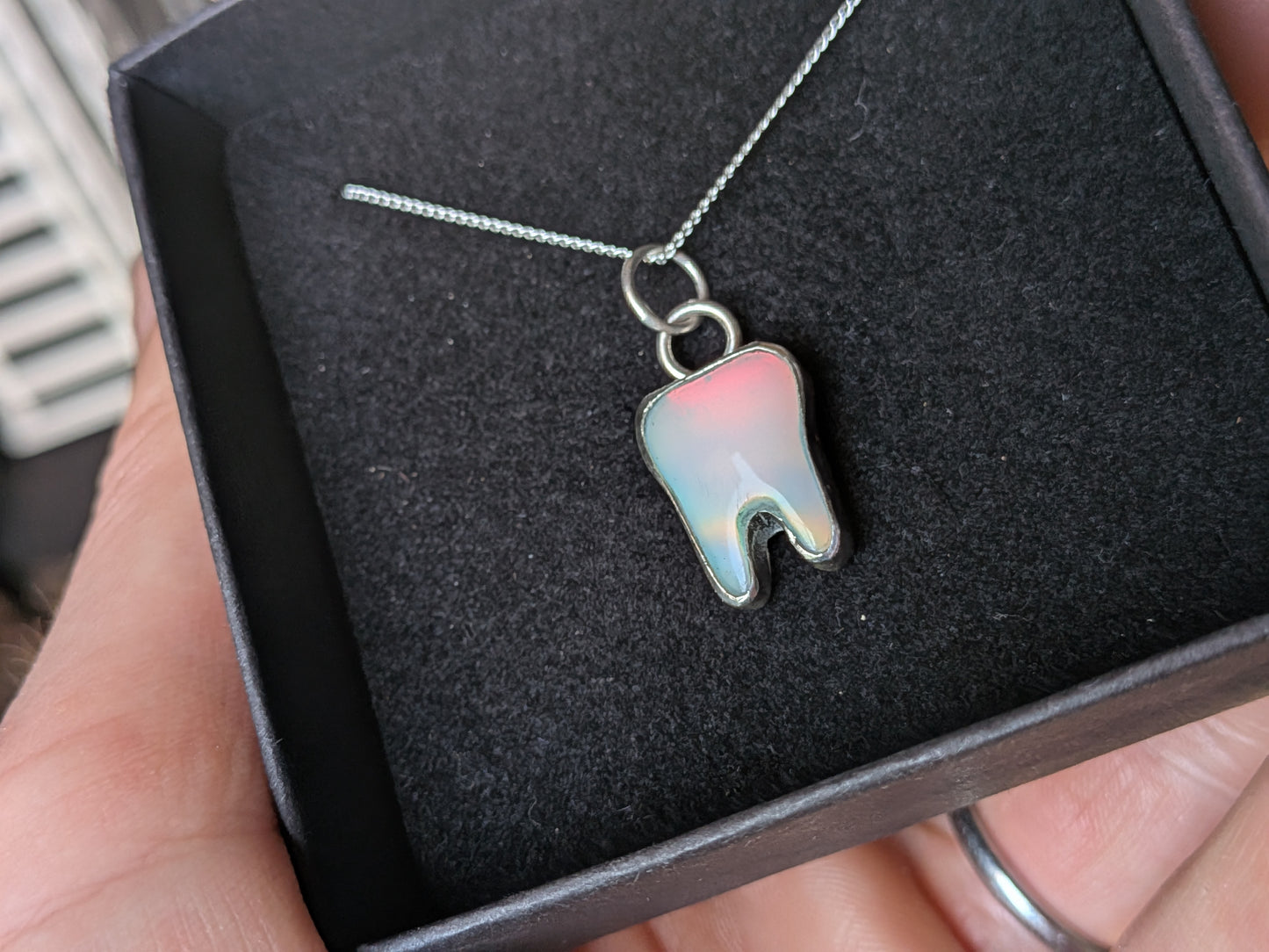 Aurora Opal Tooth Pendant