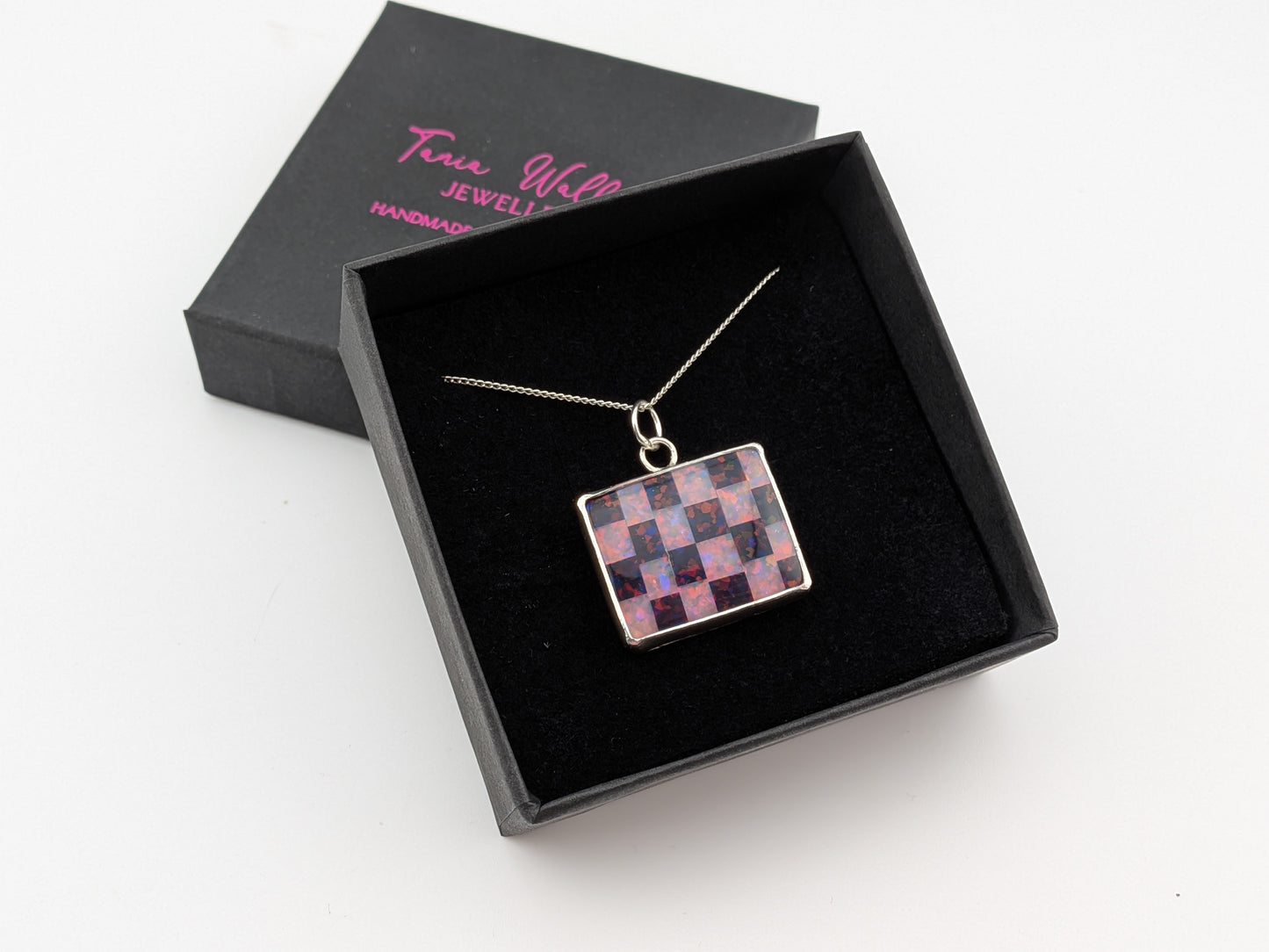 Purple Checkerboard Pendant