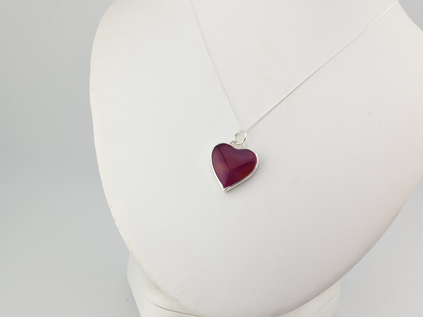 Cherry Red Aurora Opal Heart Pendant