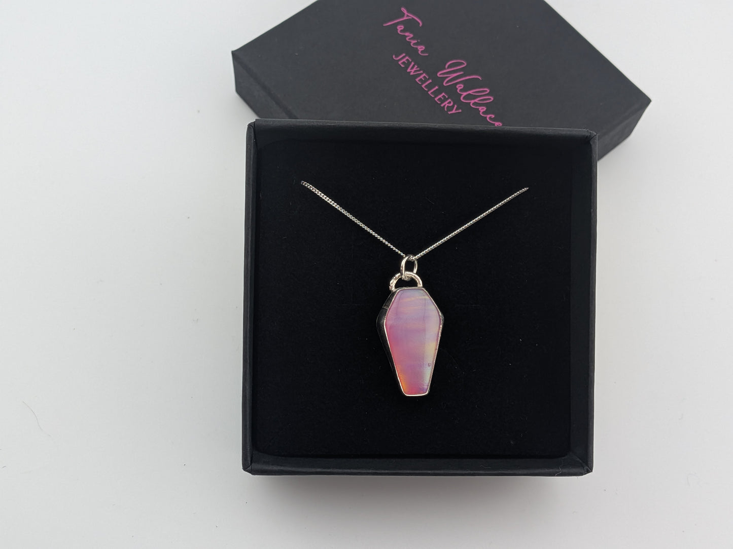 Pink Aurora Opal Coffin Pendant