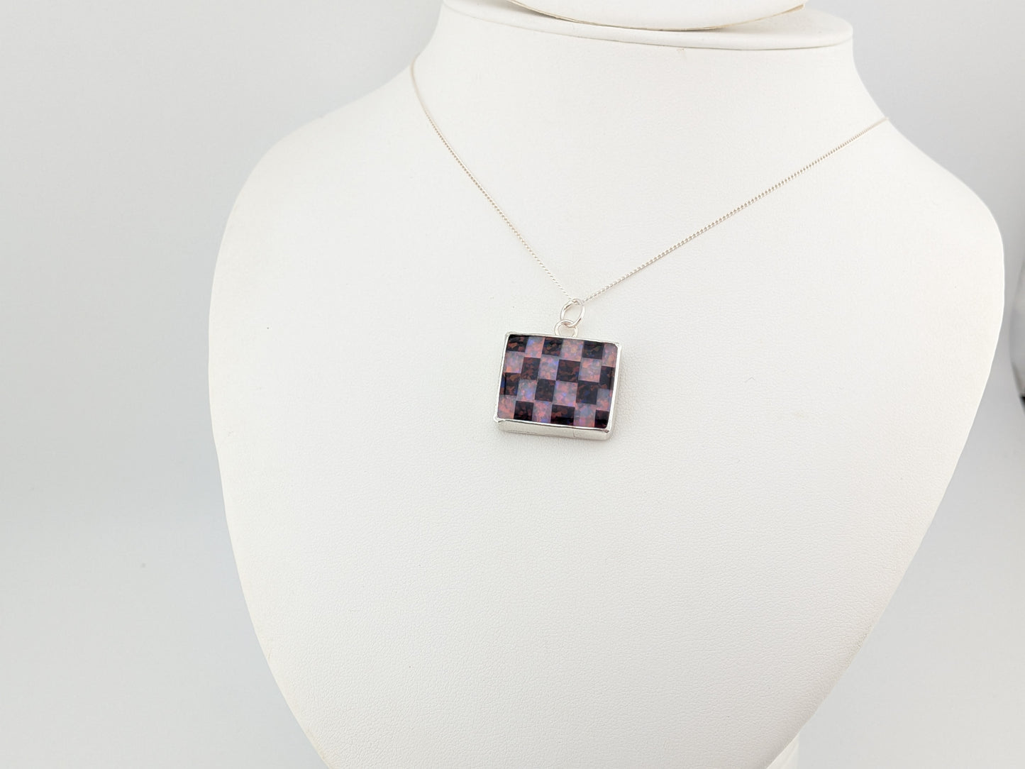 Purple Checkerboard Pendant