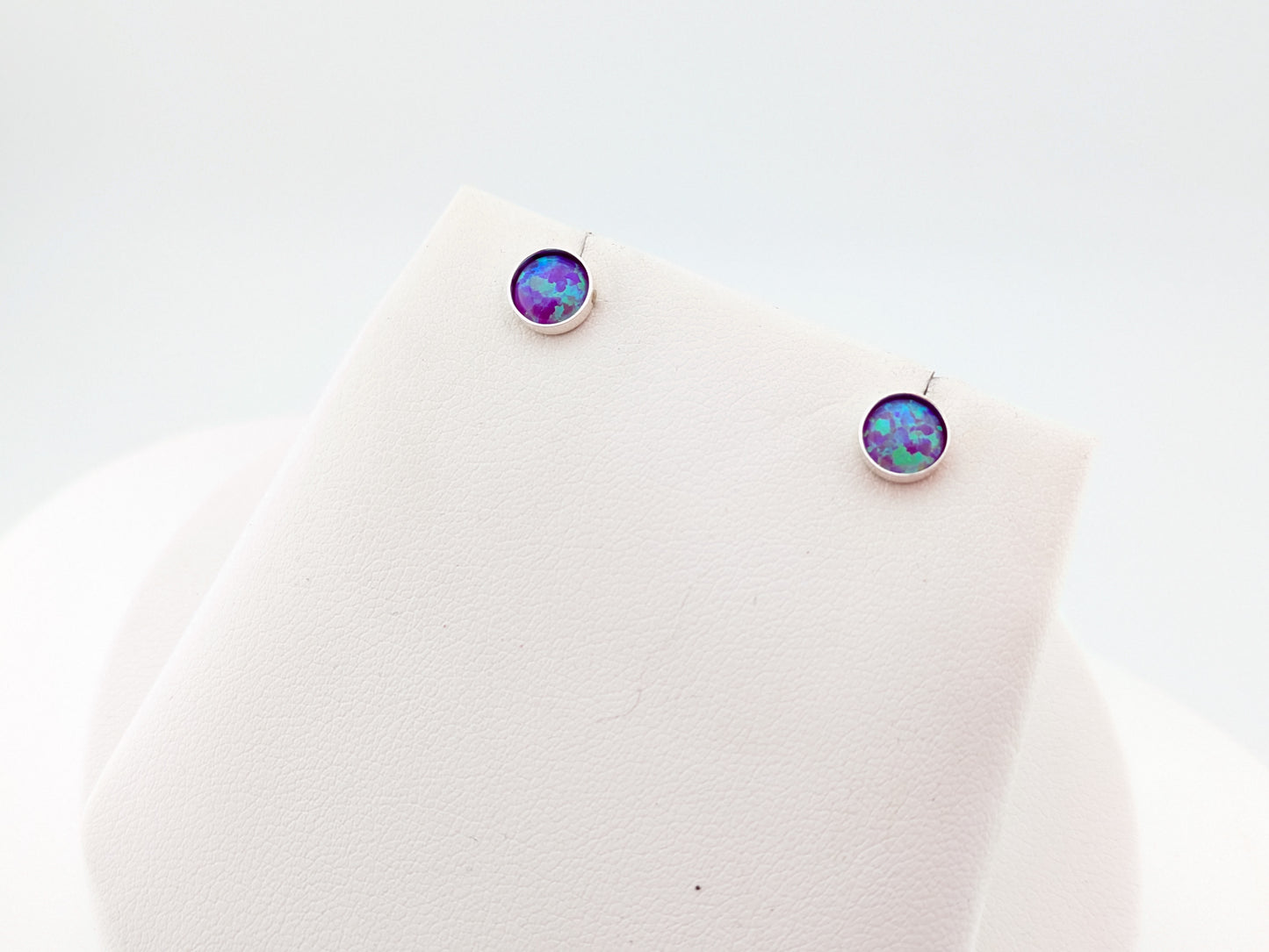 Multi-Violet Lab Opal Sterling Silver Studs