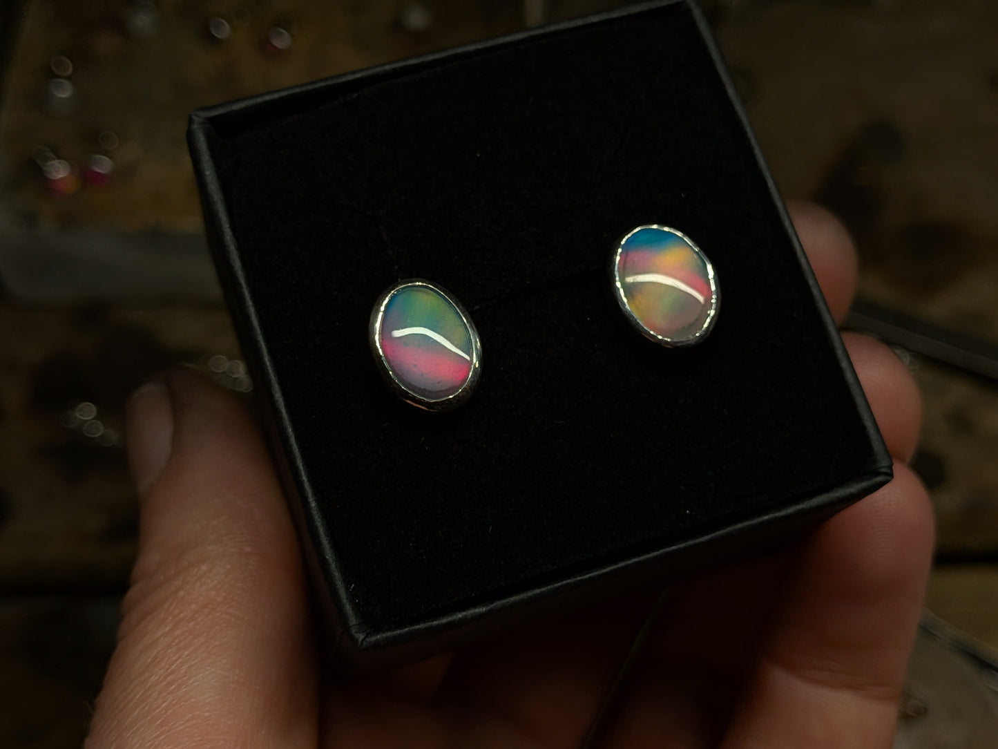 Green Aurora Opal Studs