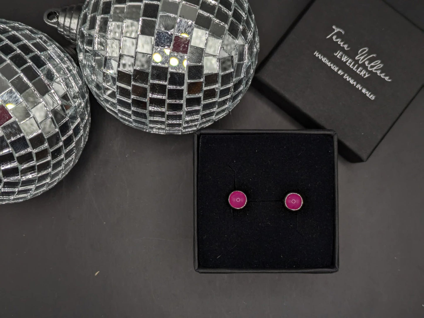 Hot Pink Jade Studs
