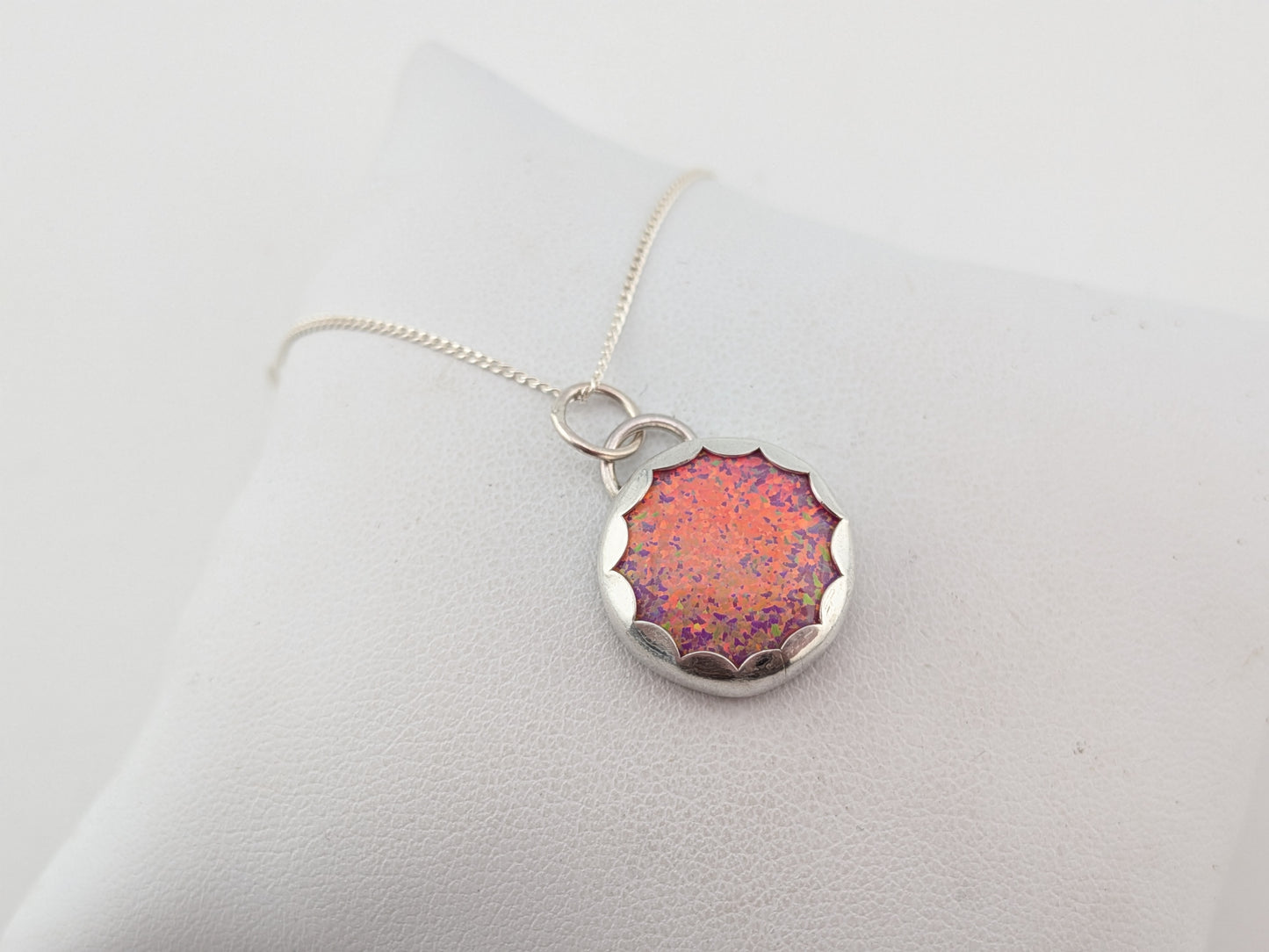 Pink Rainbow Glitter Opal Pendant