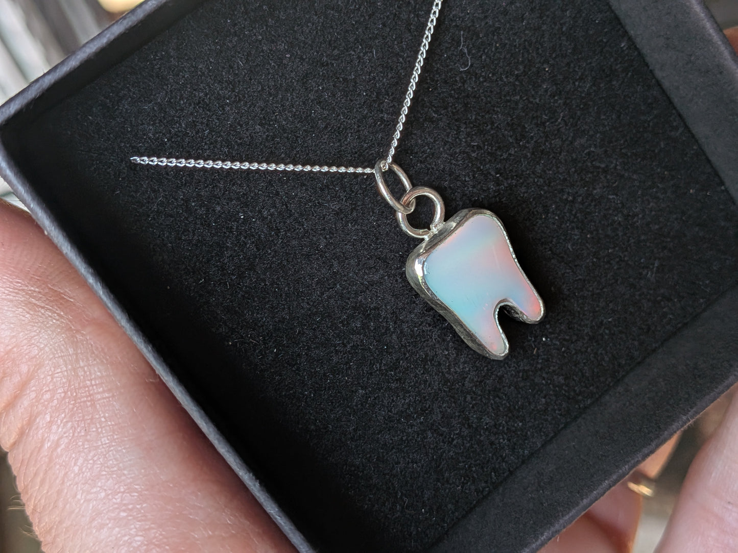 Aurora Opal Tooth Pendant