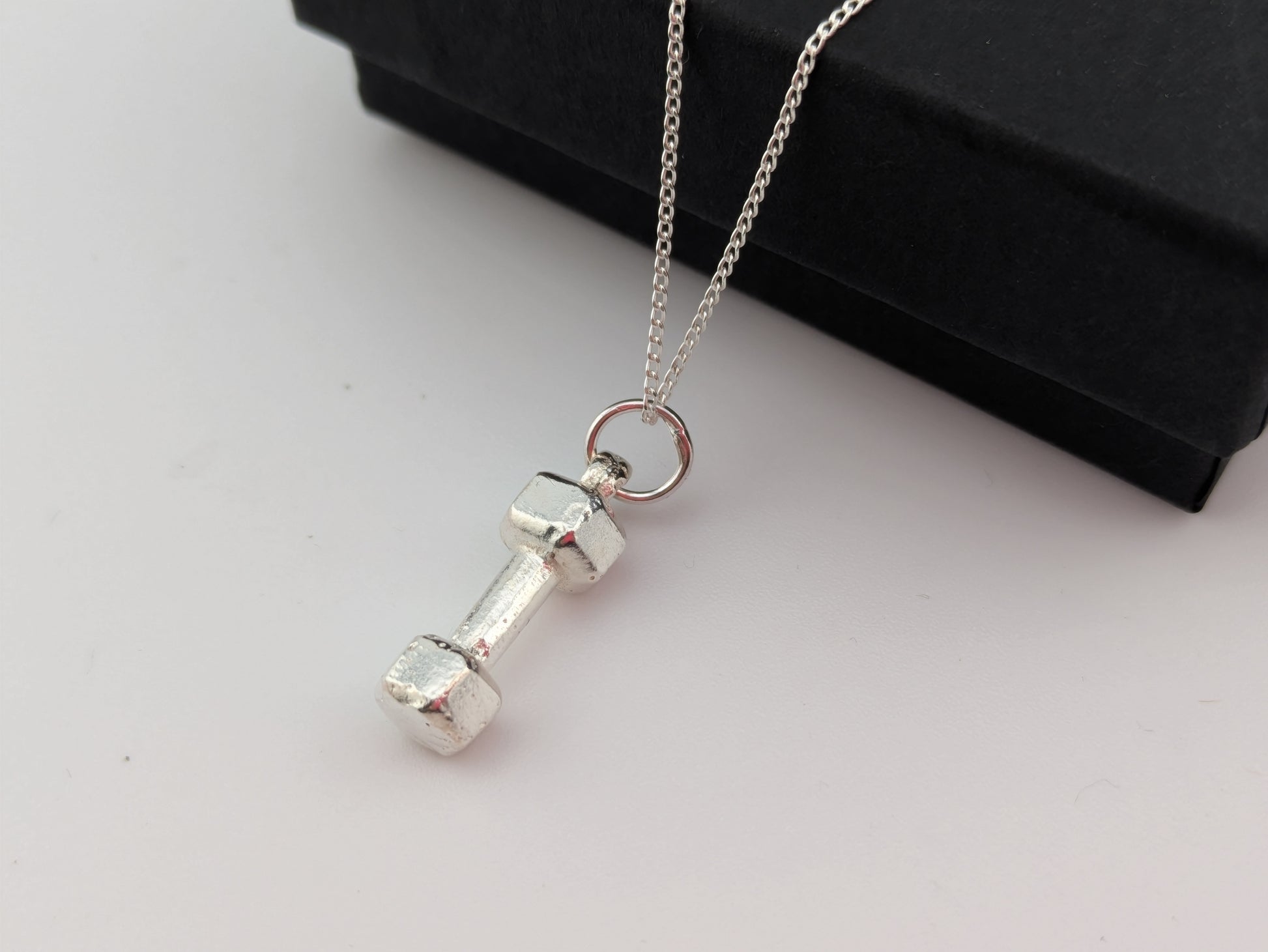 Sterling silver dumbbell necklace