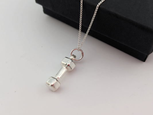 Sterling silver dumbbell necklace