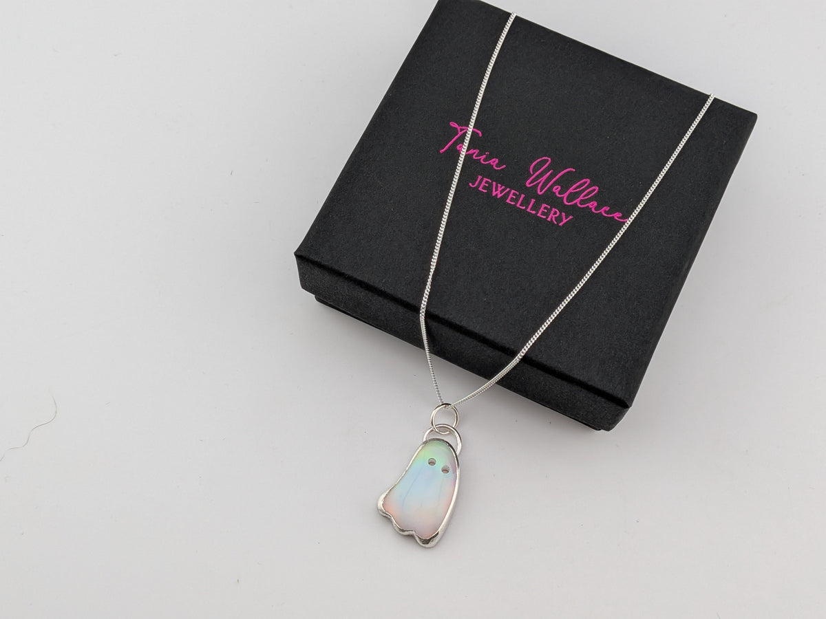 Iridescent Aurora Opal Ghost Pendant