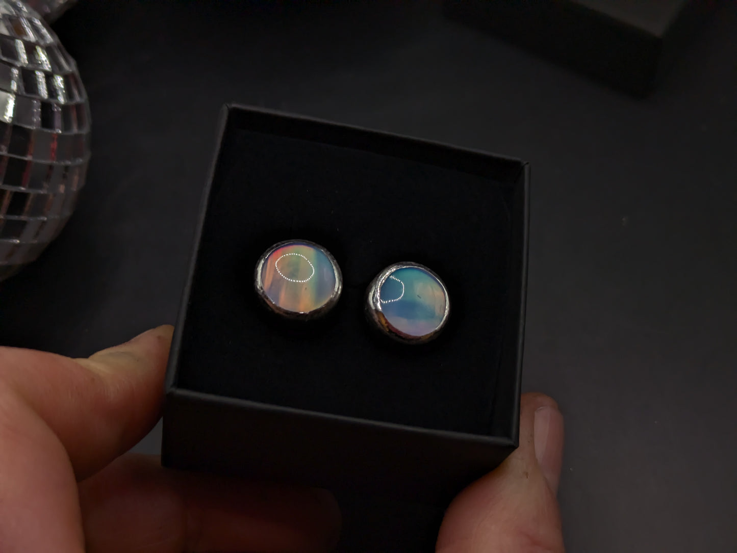 Baby Blue Aurora Opal Studs