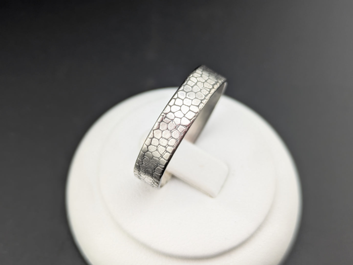 Crocodile Skin Sterling Silver Ring
