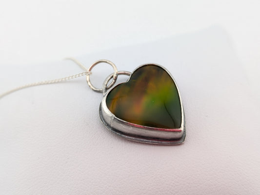 Earthy Aurora Opal Heart Pendant