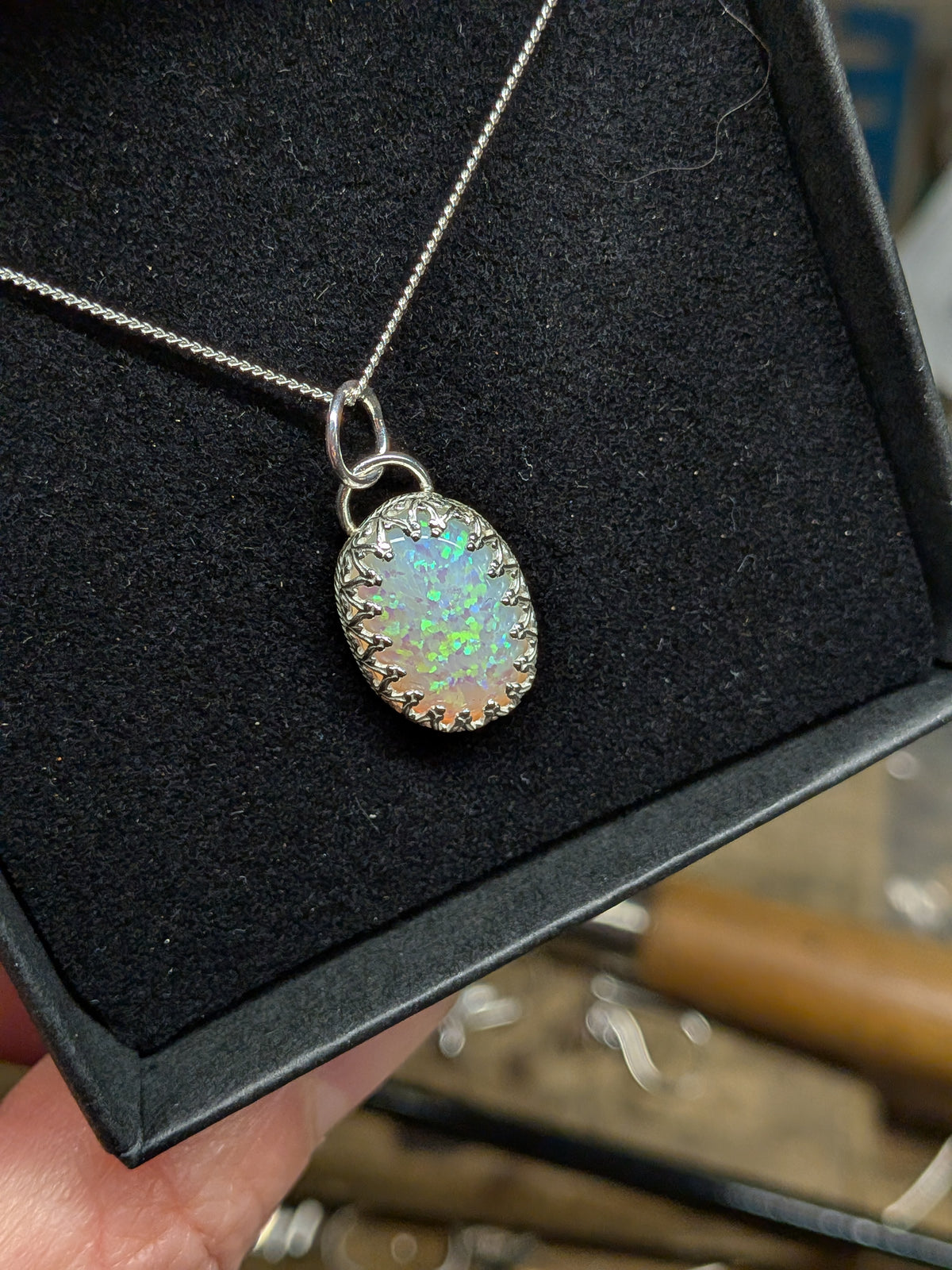 Oval Lab Created Opal Pendant