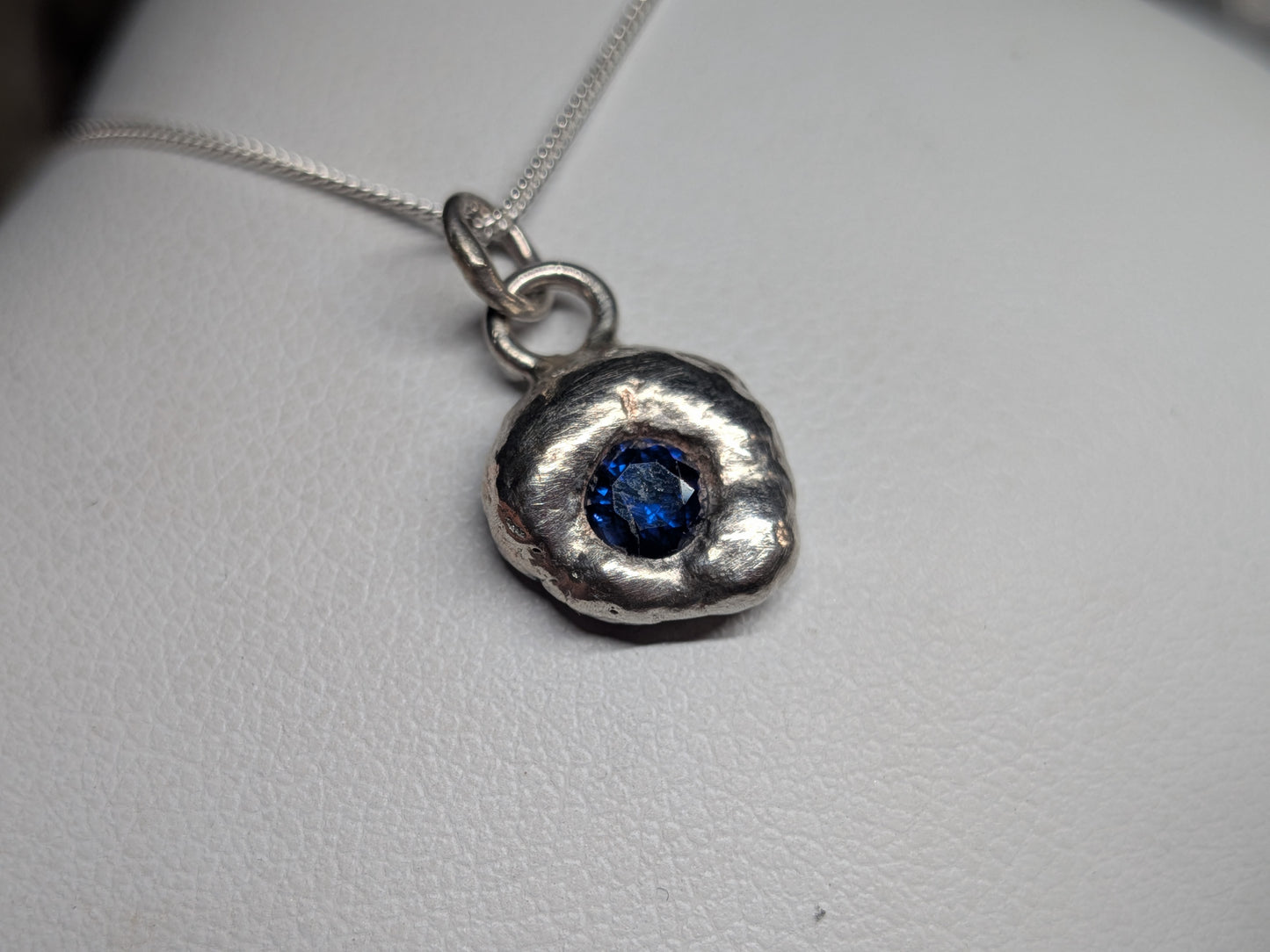 Nugget and Lab Sapphire Pendant