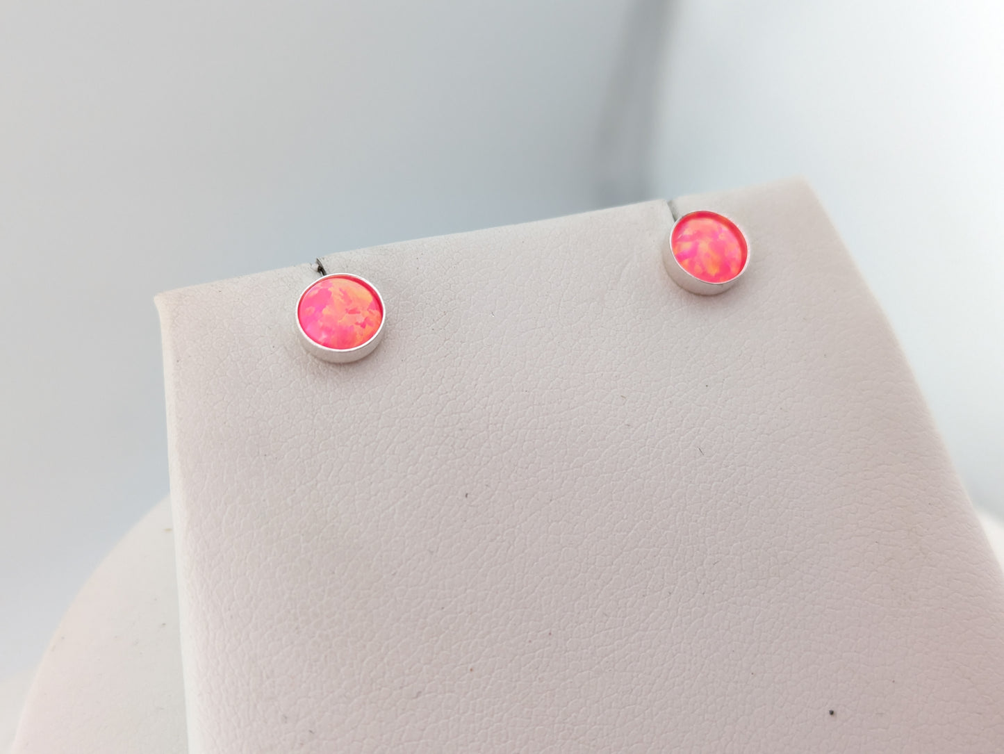Royal Pink Lab Opal Sterling Silver Studs
