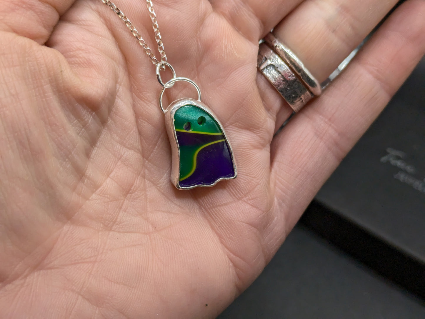 Green and Purple Ghost Pendant
