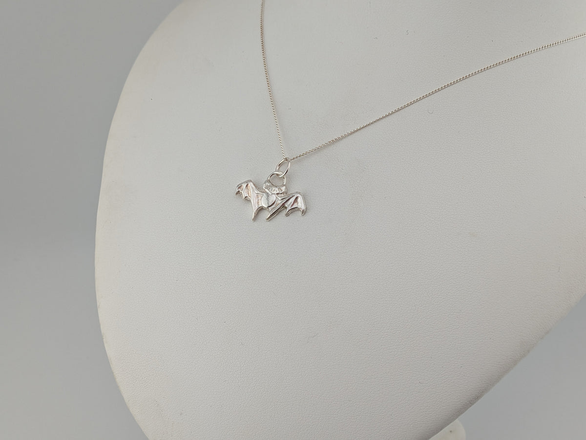 Sterling Silver Hand Pressed Bat Pendant