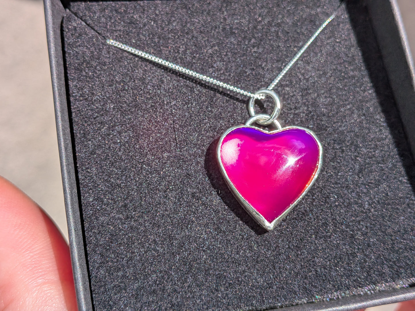 Cherry Red Aurora Opal Heart Pendant