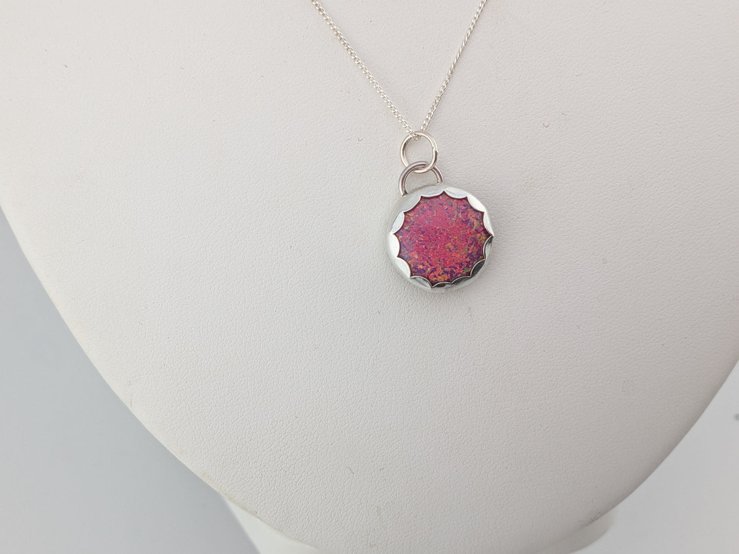 Pink Rainbow Glitter Opal Pendant