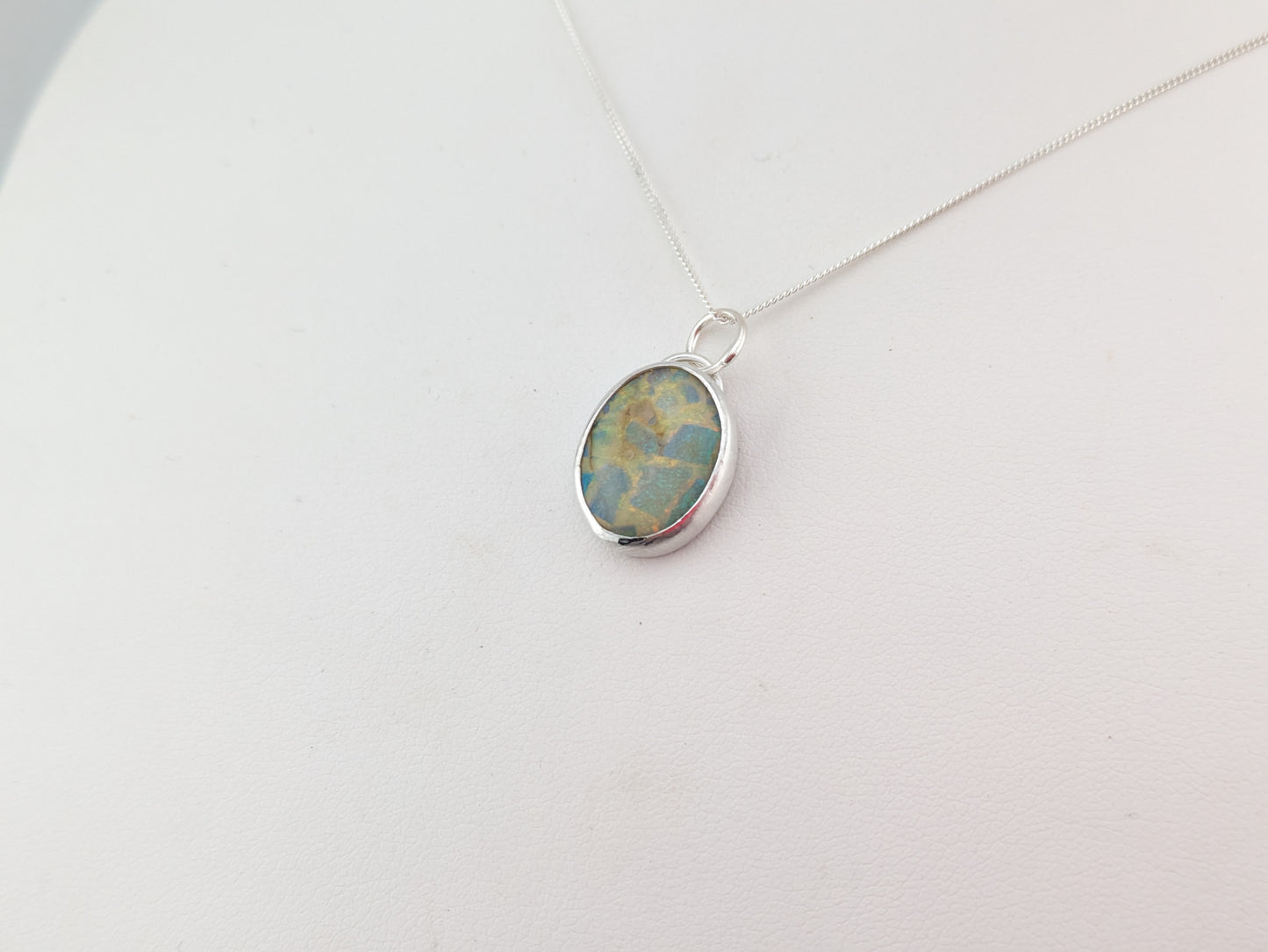 Sterling Opal Oval Pendant